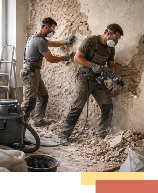 Демонтаж штукатурки со стен в Глазове быстро и аккуратно