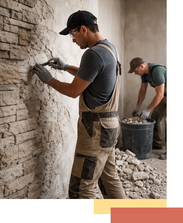 Демонтаж декоративного камня в Глазове профессионально и безопасно