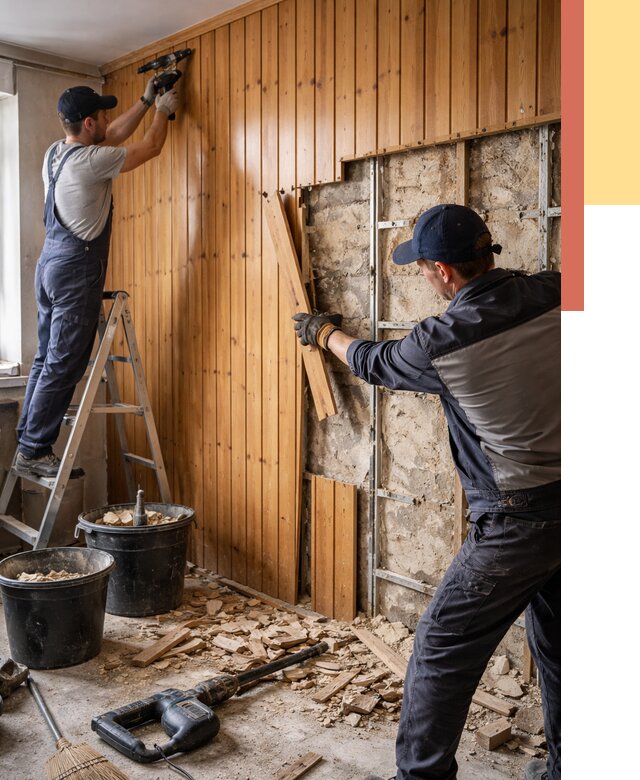 Демонтаж вагонки со стен в Глазове от 1479 руб. — снятие, удаление, срочно | ОТДЕЛОЧНИК-Глз