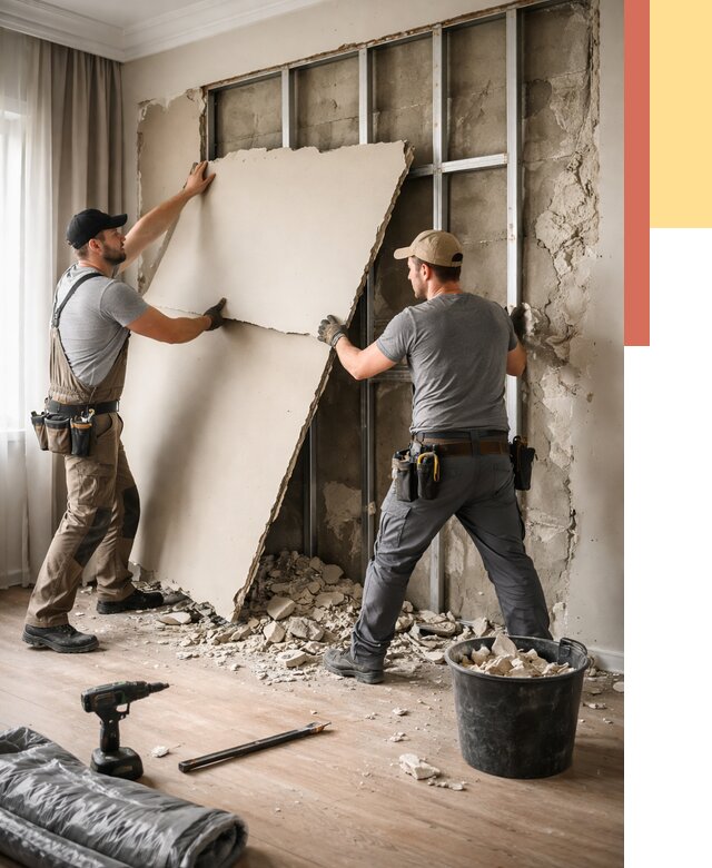 Демонтаж гипсокартона со стен в Глазове от 357 руб. — услуги демонтажа | ОТДЕЛОЧНИК-Глз