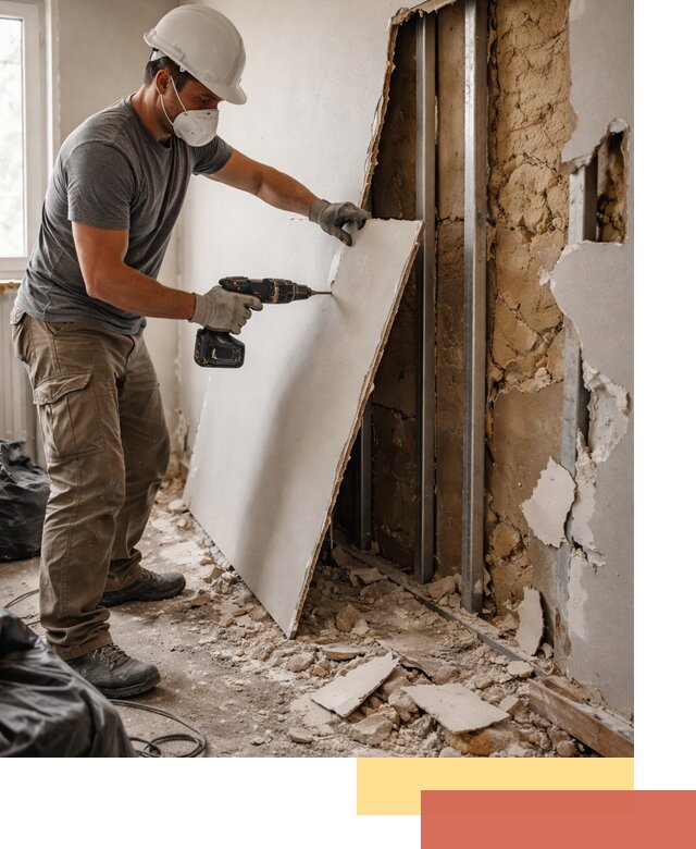 Демонтаж гипсокартона со стен в Глазове качественно и быстро