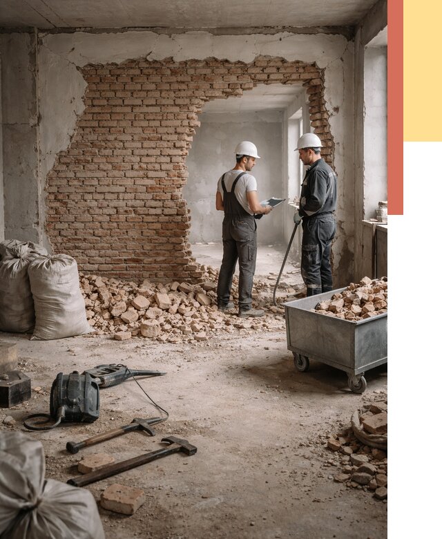 Демонтаж кирпичных стен в Глазове от 4285 руб. — быстро, недорого, под ключ | ОТДЕЛОЧНИК-Глз