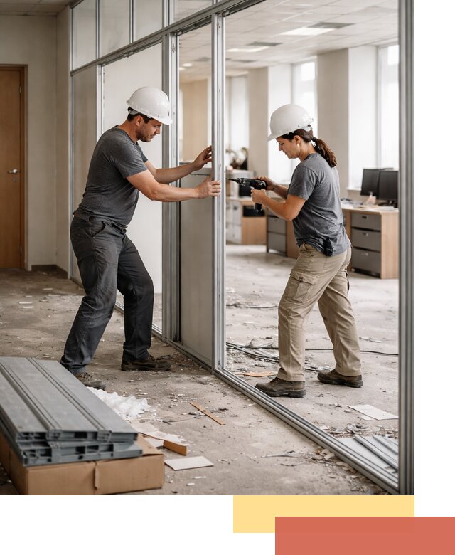 Демонтаж алюминиевых перегородок в Глазове быстро и аккуратно