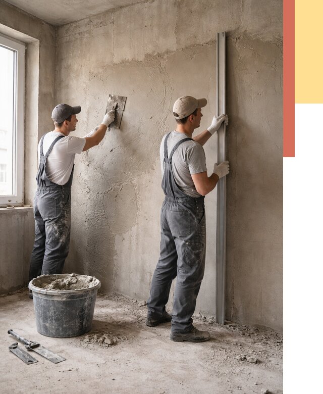 Штукатурка бетонных стен в Глазове от 4591 руб/м² — качественно и быстро | ОТДЕЛОЧНИК-Глз