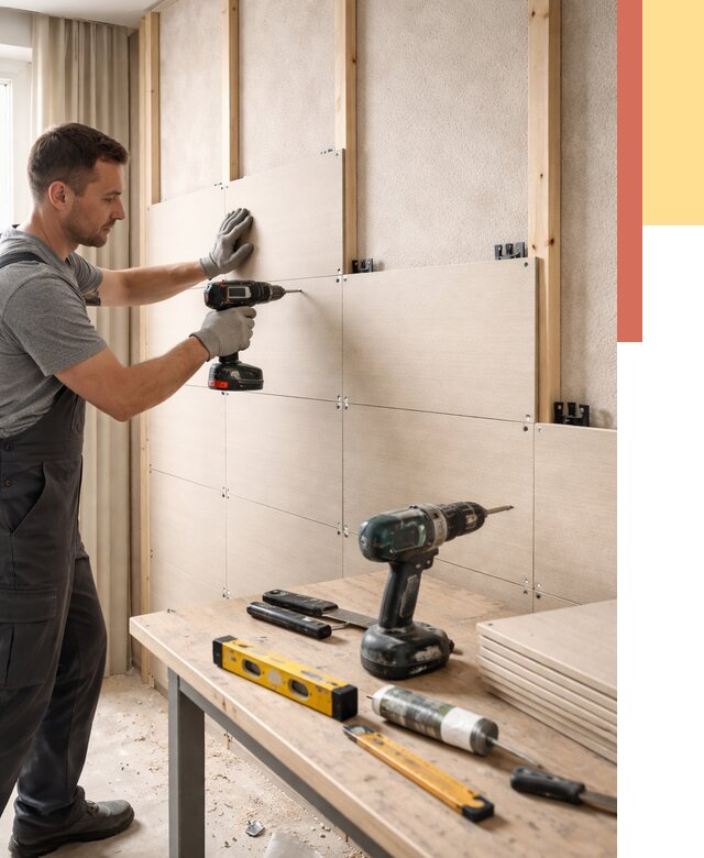 Монтаж МДФ панелей на стены в Глазове от 1275 руб. под ключ | ОТДЕЛОЧНИК-Глз