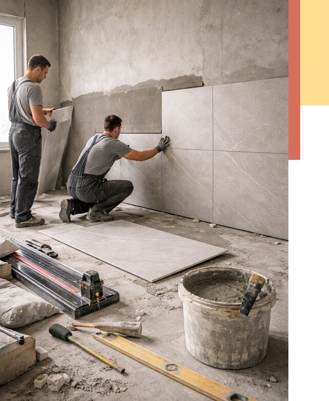 Облицовка стен керамогранитом в Глазове от 4285 руб./м² — услуги под ключ | ОТДЕЛОЧНИК-Глз