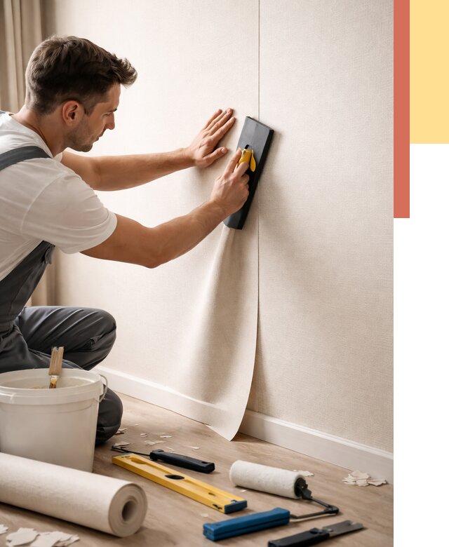 Поклейка виниловых обоев в Глазове от 4591 руб. | Быстро и недорого — ОТДЕЛОЧНИК-Глз