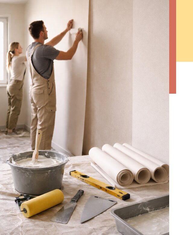 Поклейка бумажных обоев в Глазове от 5612 руб./м2 — быстро и недорого | ОТДЕЛОЧНИК-Глз