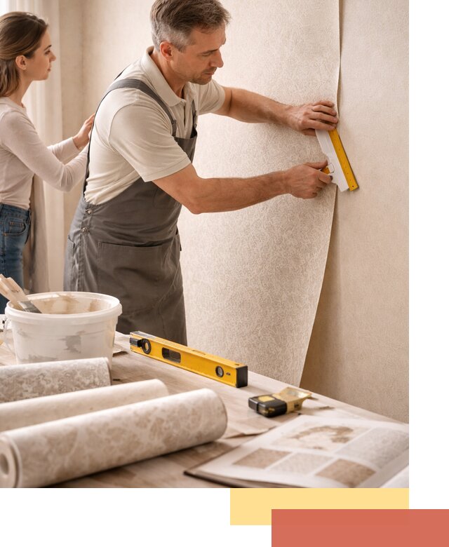 Поклейка обоев с подбором рисунка в Глазове