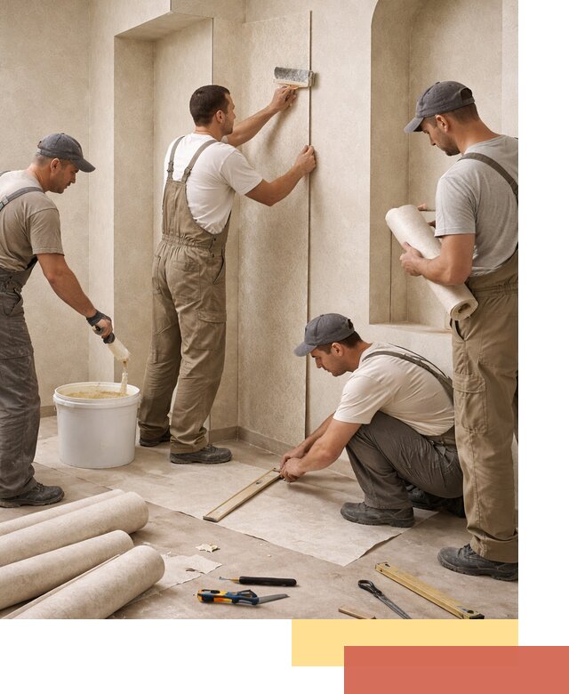 Поклейка обоев на сложные стены и неровные поверхности в Глазове