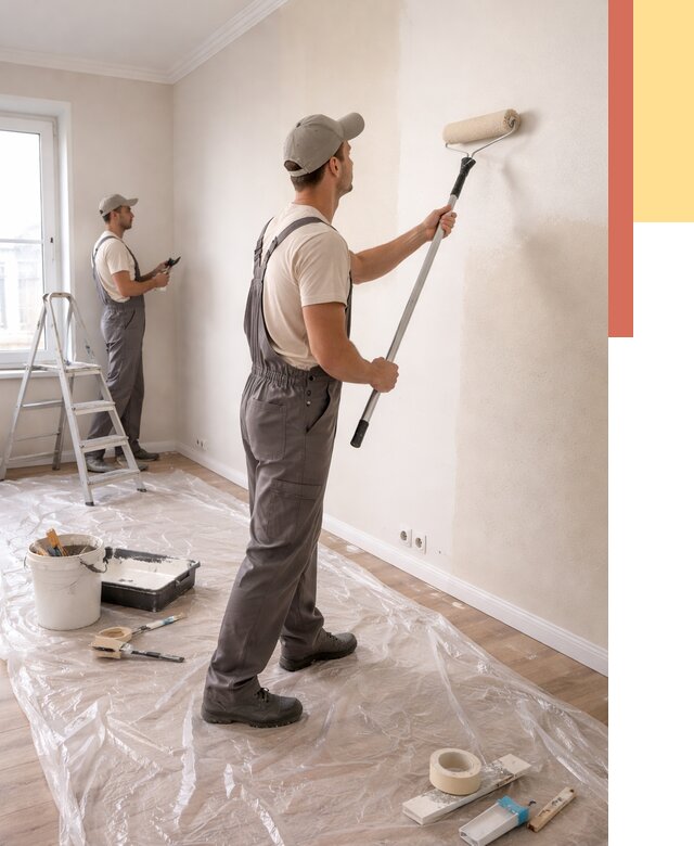 Покраска стен акриловой краской в Глазове от 3571 руб./м² — быстро и недорого | ОТДЕЛОЧНИК-Глз