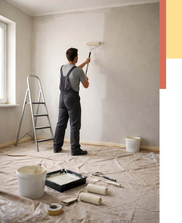 Покраска стен моющейся краской в Глазове от 357 руб./м² — быстро и недорого | ОТДЕЛОЧНИК-Глз