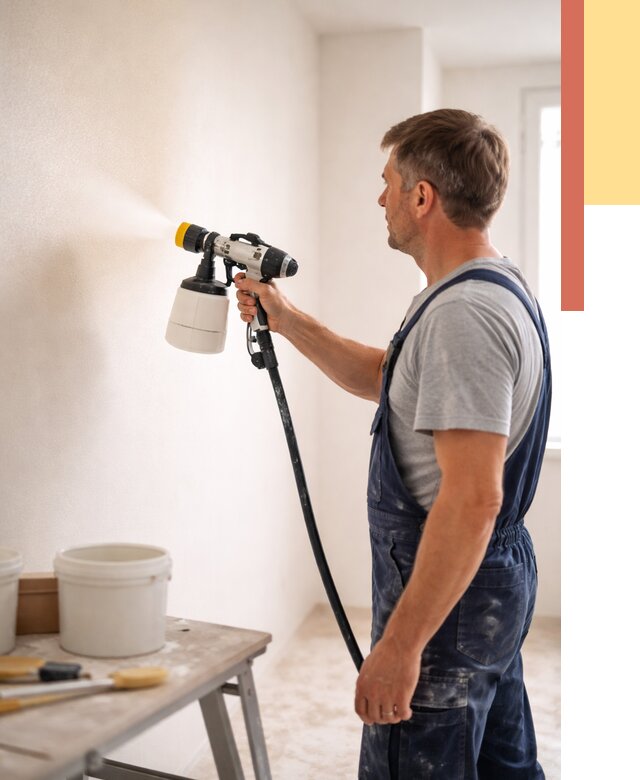 Покраска стен краскопультом в Глазове от 7652 руб. — механизированная покраска | ОТДЕЛОЧНИК-Глз