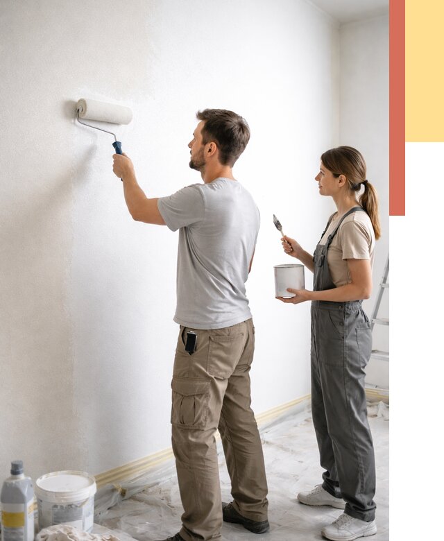 Окраска стен по стеклохолсту в Глазове от 4591 руб/м² под ключ | ОТДЕЛОЧНИК-Глз