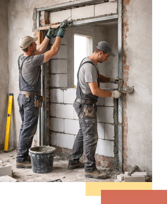 Закладка дверного проема под ключ в Глазове: демонтаж, монтаж, отделка