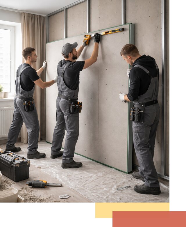 Шумоизоляция стен панелями ЗИПС в Глазове для жилых и коммерческих помещений