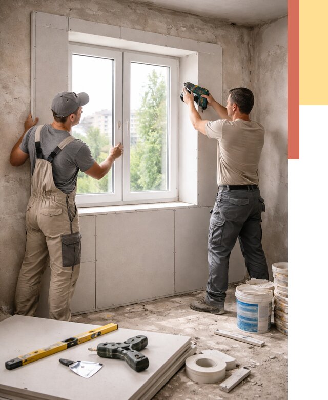 Монтаж откосов из гипсокартона в Глазове от 4591 руб. под ключ | ОТДЕЛОЧНИК-Глз