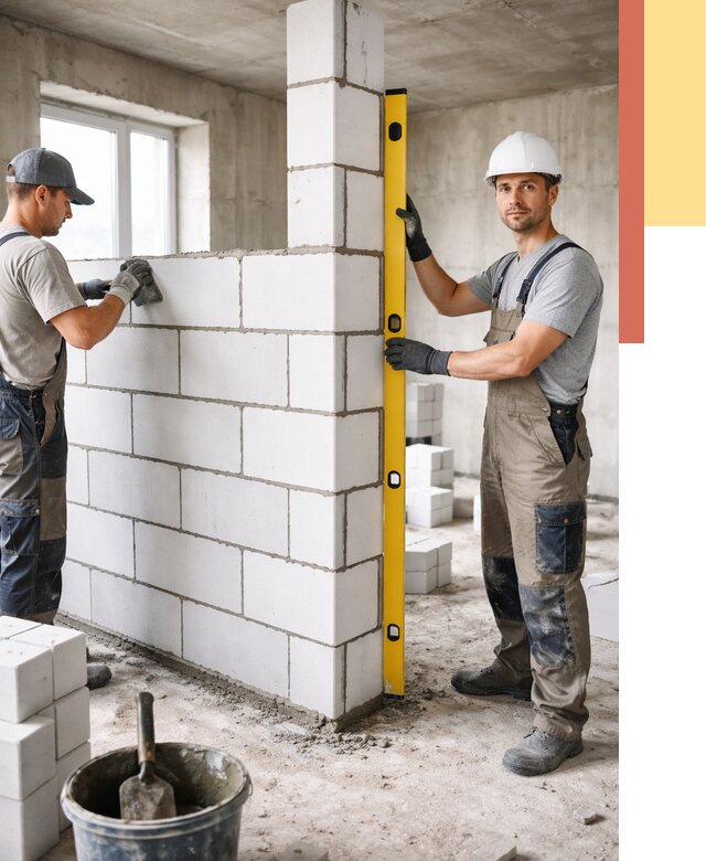 Кладка перегородок из пеноблока в Глазове от 1837 руб. под ключ | ОТДЕЛОЧНИК-Глз