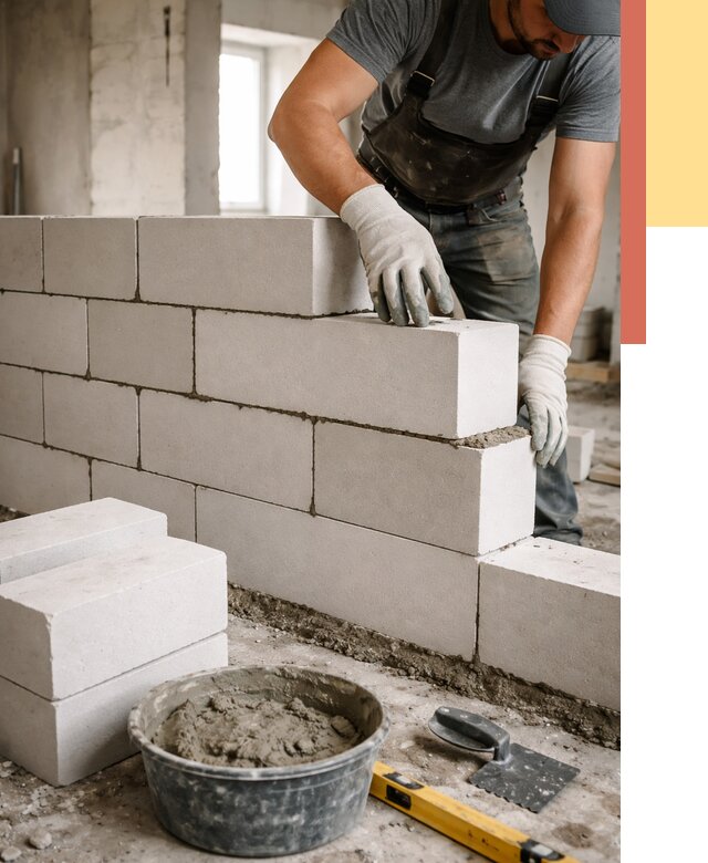 Кладка перегородок из силикатного блока в Глазове от 4081 руб. под ключ | ОТДЕЛОЧНИК-Глз