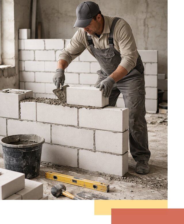 Кладка перегородок из силикатного блока в Глазове