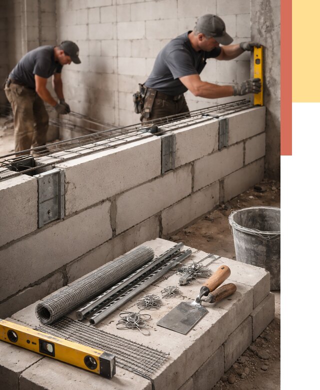 Армирование кладки перегородок в Глазове от 765 руб. под ключ | ОТДЕЛОЧНИК-Глз