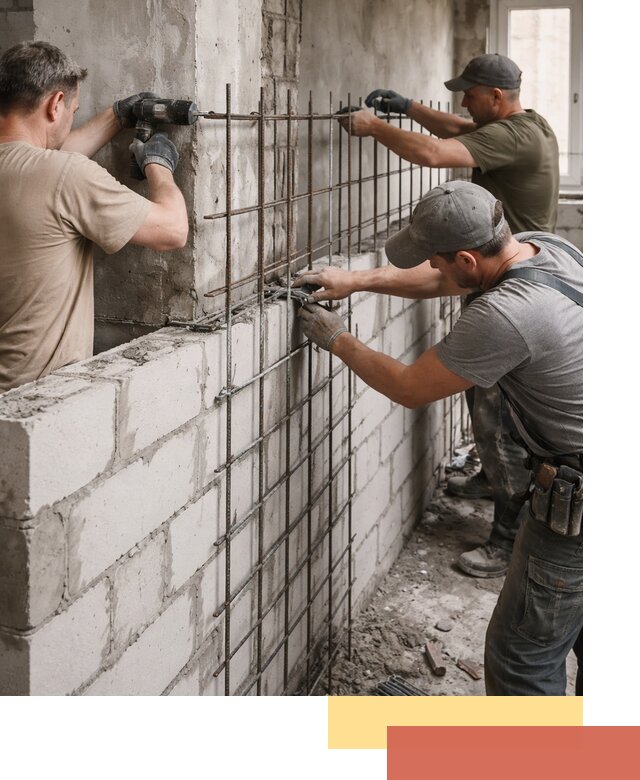 Армирование кладки перегородок в Глазове профессионально и надёжно
