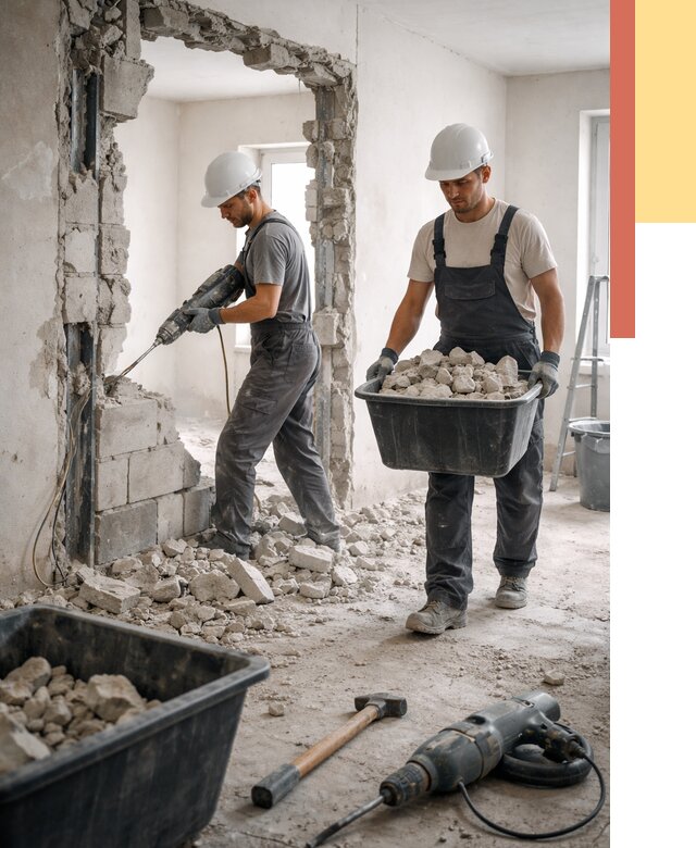 Демонтаж блоковых перегородок в Глазове от 3826 руб. — быстро и недорого | ОТДЕЛОЧНИК-Глз