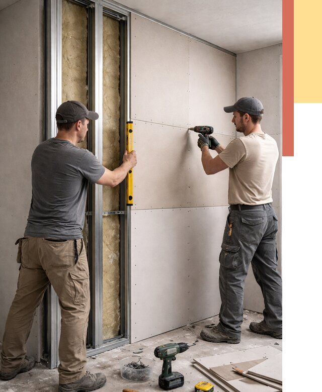 Монтаж двухслойной перегородки из гипсокартона в Глазове от 1479 руб. | ОТДЕЛОЧНИК-Глз