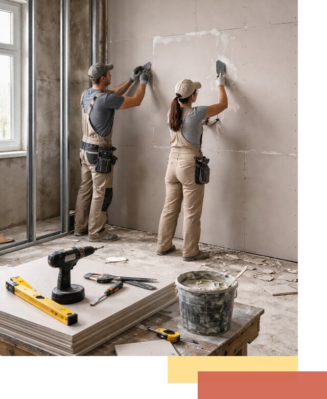 Монтаж двухслойной перегородки из гипсокартона в Глазове