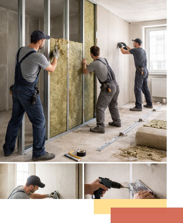 Перегородка из гипсокартона с шумоизоляцией в Глазове — монтаж под ключ