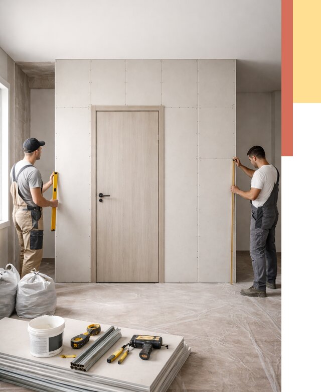 Перегородка из гипсокартона с дверью в Глазове от 4591 руб. под ключ | ОТДЕЛОЧНИК-Глз