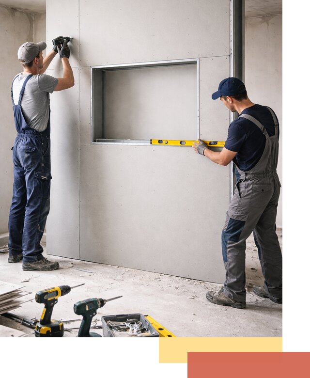 Перегородка из гипсокартона с нишей под декор в Глазове