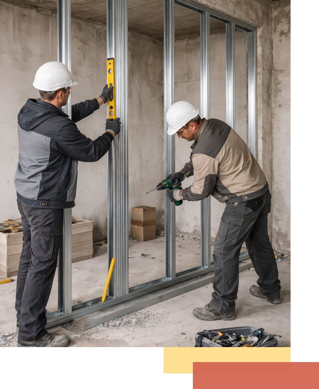 Монтаж каркаса перегородки из профиля в Глазове