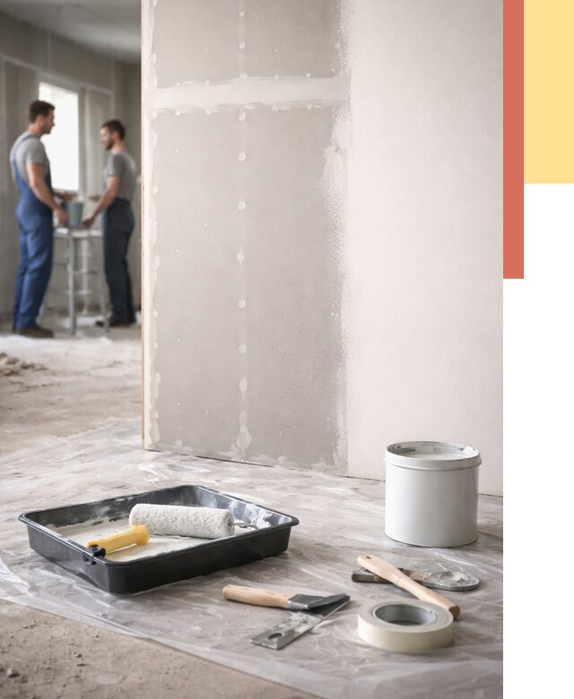 Покраска перегородок из гипсокартона в Глазове от 4591 руб. под ключ | ОТДЕЛОЧНИК-Глз