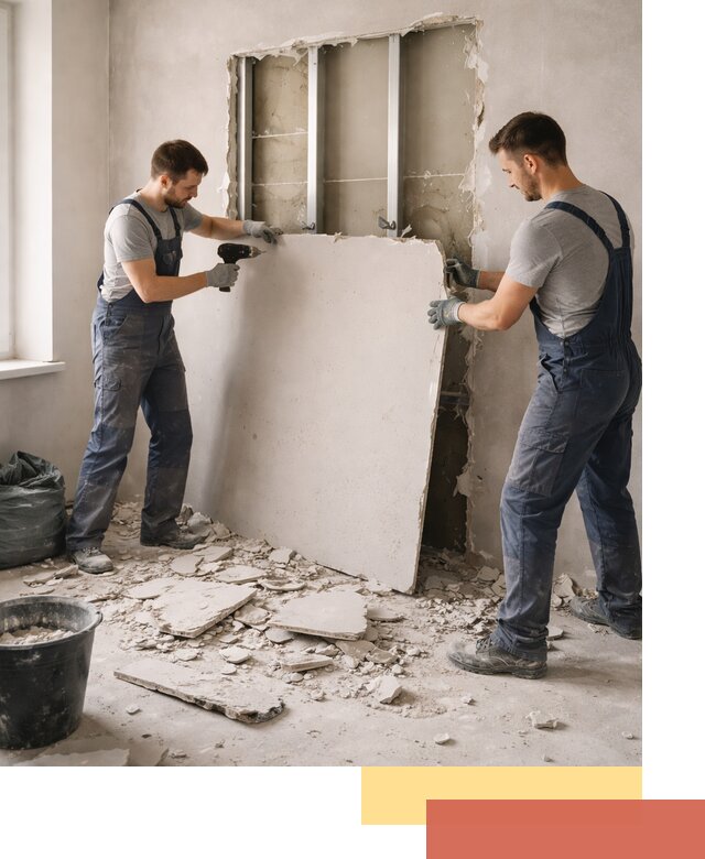 Демонтаж перегородки из гипсокартона в Глазове быстрый и аккуратный