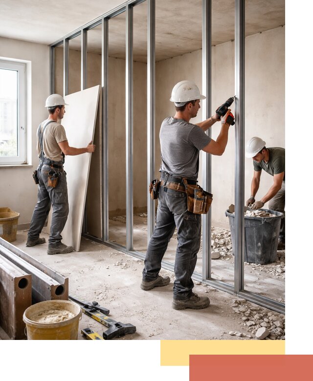 Перенос гипсокартонной перегородки в Глазове профессионально и быстро