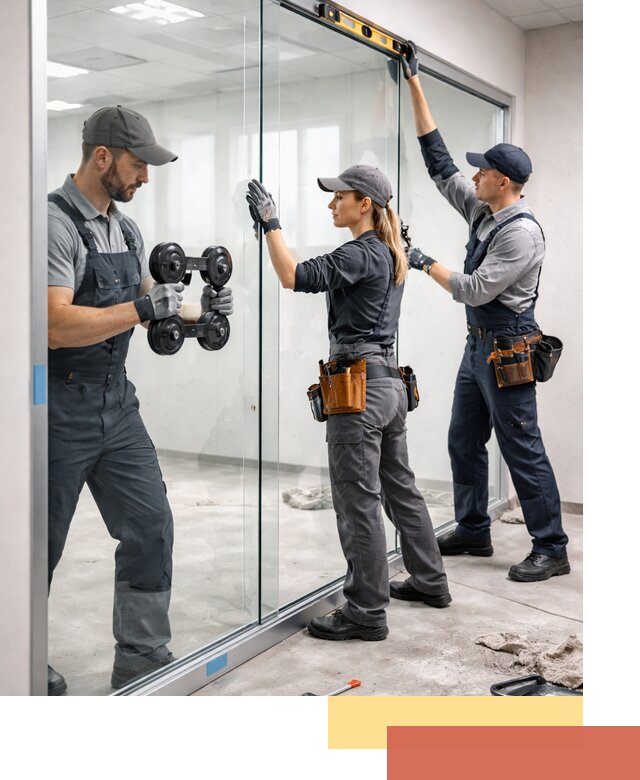 Профессиональный монтаж стеклянных перегородок в Глазове