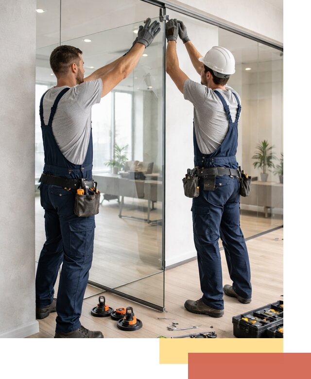 Безрамные стеклянные перегородки под ключ в Глазове