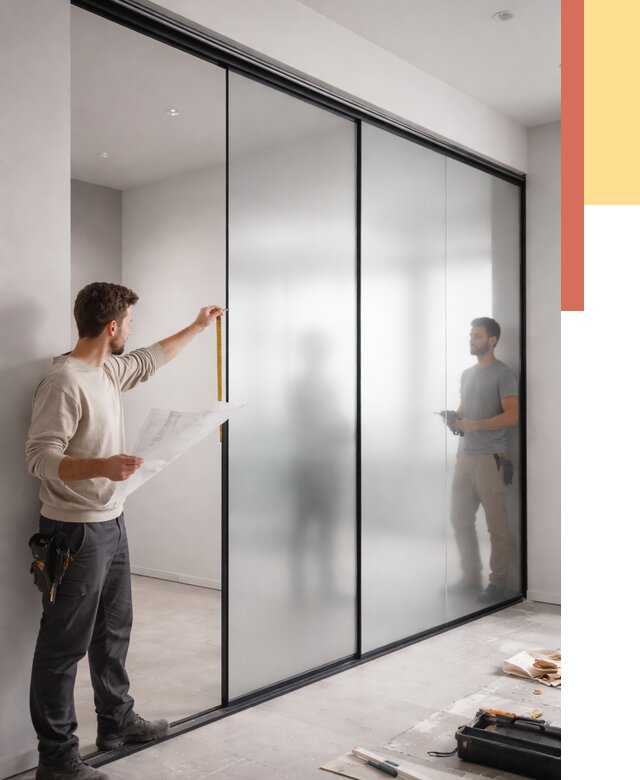 Матовые стеклянные перегородки в Глазове от 8673 руб. — монтаж и установка | ОТДЕЛОЧНИК-Глз