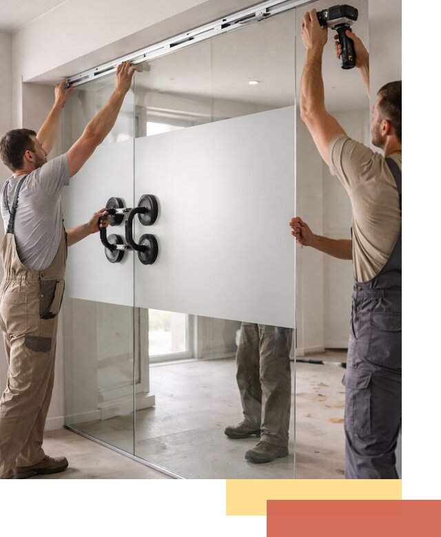 Матовые стеклянные перегородки под ключ в Глазове