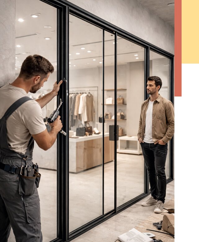 Стеклянные перегородки для магазинов в Глазове от 8366 руб. под ключ | ОТДЕЛОЧНИК-Глз