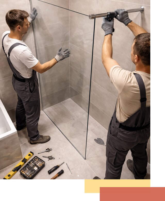 Стеклянные перегородки для душа в Глазове — изготовление и монтаж