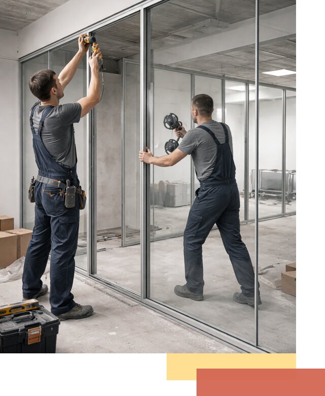Алюминиевые перегородки со стеклом в Глазове — изготовление и монтаж