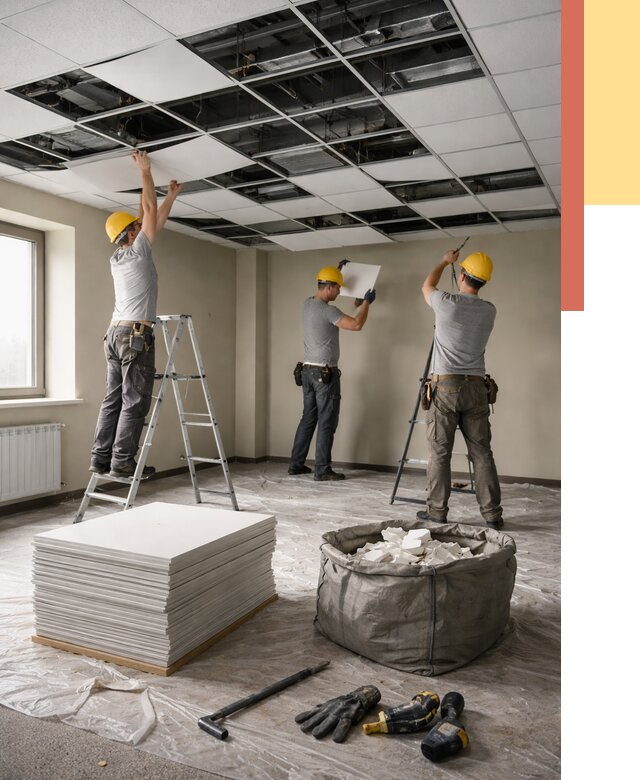 Демонтаж потолка Армстронг в Глазове от 4591 руб. быстро и недорого | ОТДЕЛОЧНИК-Глз