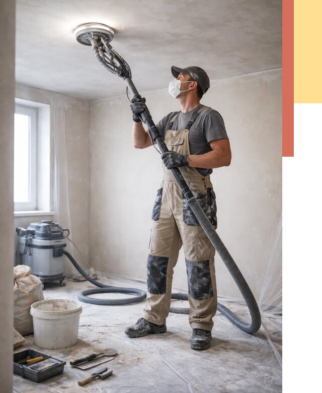 Шлифовка потолка в Глазове от 3571 руб. — услуги шлифования потолка | ОТДЕЛОЧНИК-Глз