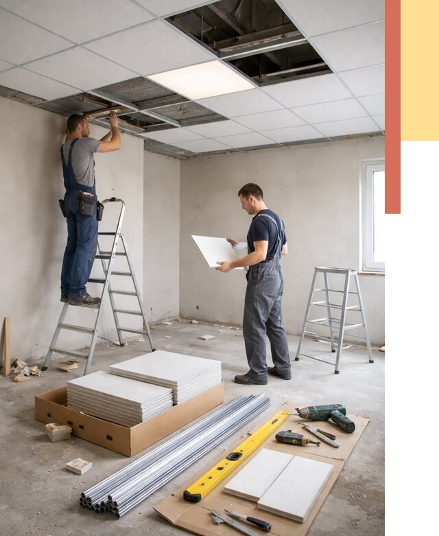 Монтаж потолка армстронг в Глазове от 4591 руб/м2 — быстрая установка под ключ | ОТДЕЛОЧНИК-Глз