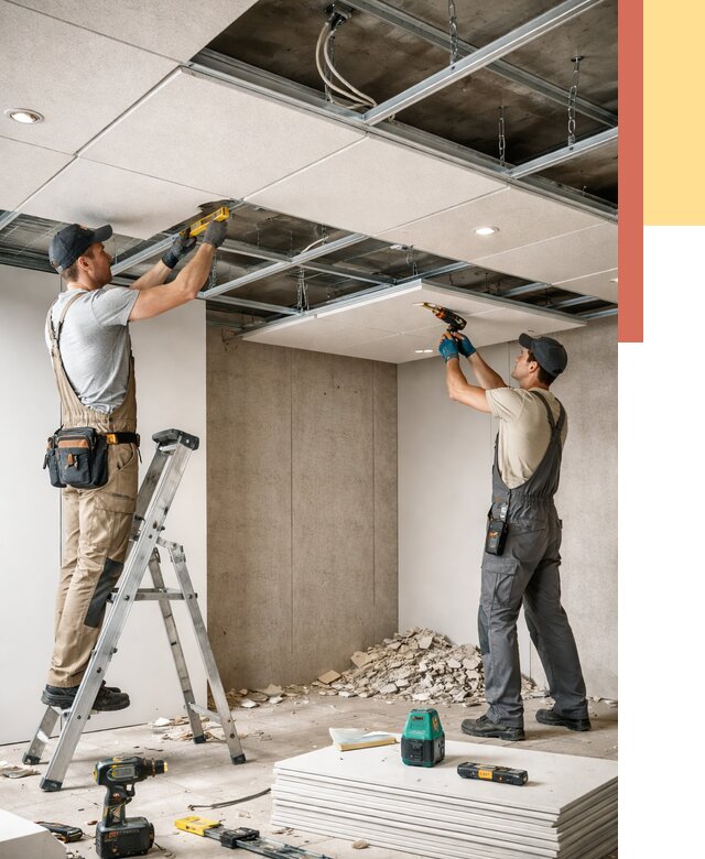 Монтаж акустического потолка в Глазове от 6632 руб/м2 — быстро и недорого | ОТДЕЛОЧНИК-Глз