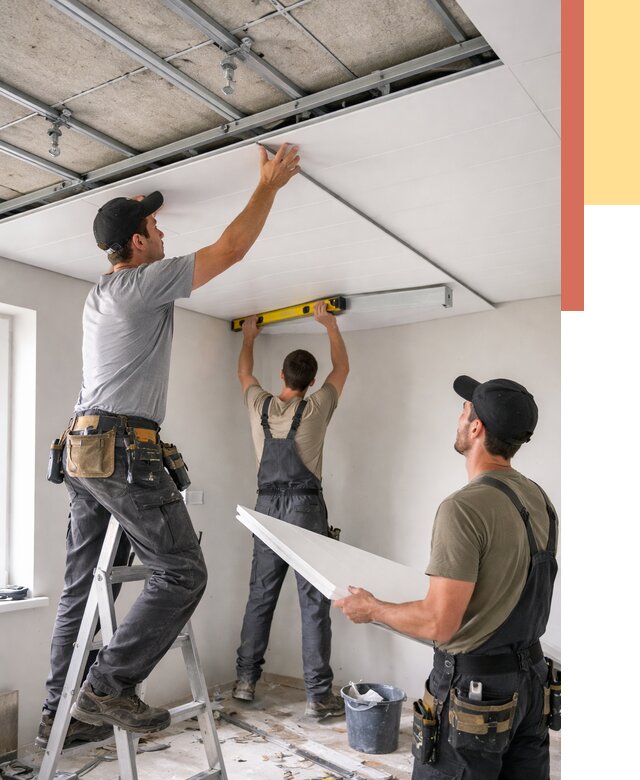 Монтаж потолка из ПВХ панелей в Глазове от 3571 руб./м2 — быстро и недорого | ОТДЕЛОЧНИК-Глз