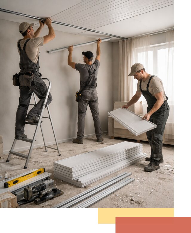 Монтаж потолка из ПВХ панелей в Глазове оперативно и качественно