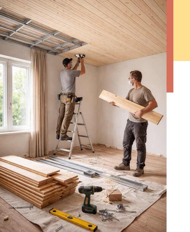 Монтаж потолка из вагонки в Глазове от 6632 руб. | Быстро и недорого — ОТДЕЛОЧНИК-Глз